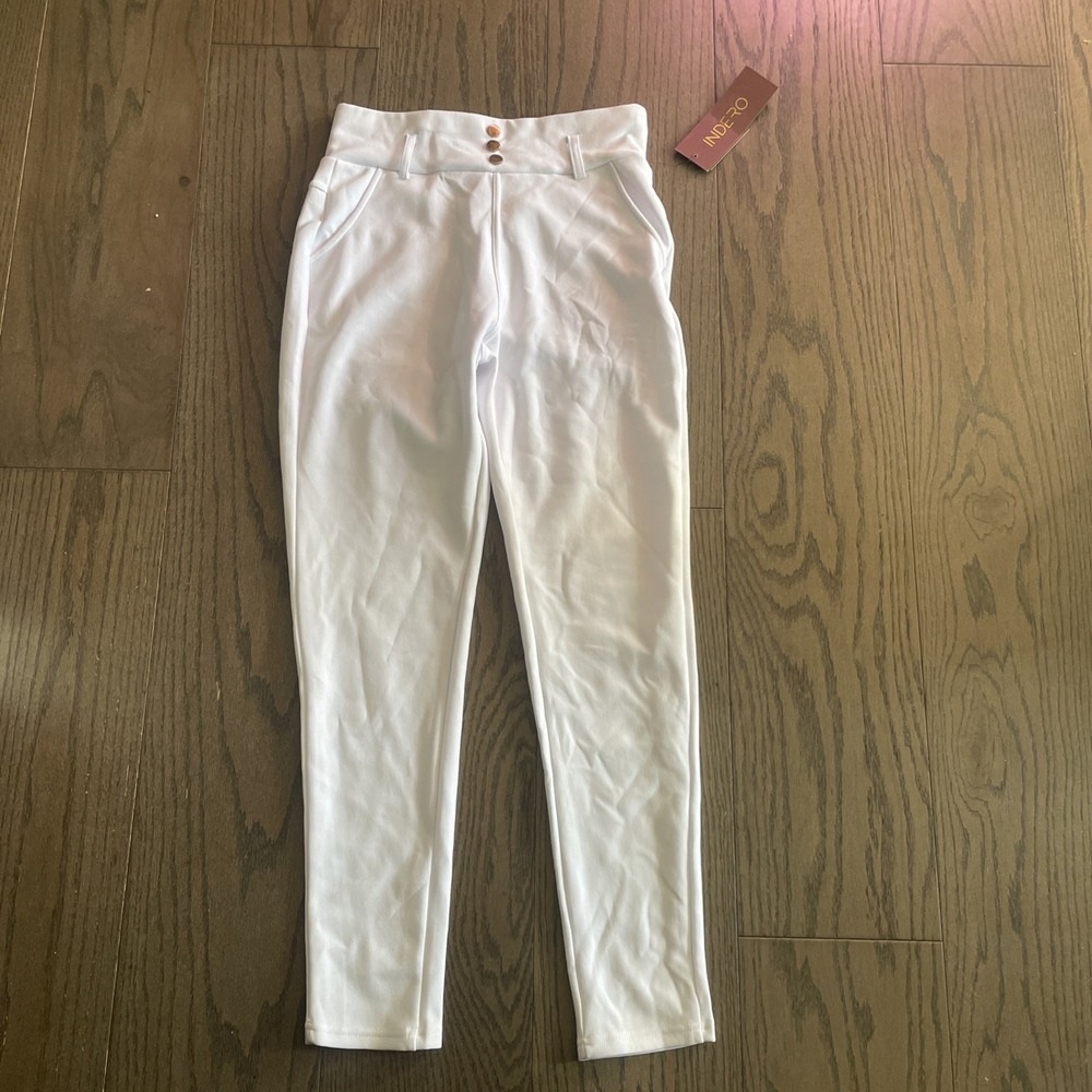 Indero Scuba Pants White Super Stretchy Women's Size L/XL New W/Tags‎